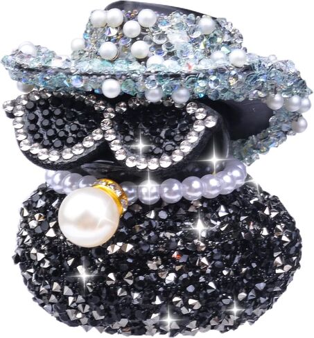 Rhinestones Rubber Duck Car Ornaments, Shiny Ducks Car Dashboard Decorations with Mini Cowboy Hat Necklace Sunglasses in Saudi Arabia
