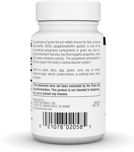 Source Naturals EGCG, Antioxidant and Thermogenic Activator from Green Tea, 350mg - 60 Tablets in Kuwait