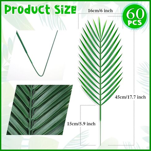 Palms Leaves for Palm Sunday, 60PCS Artificial Palm Branches Green Foliage Decorations for Home Party in Kuwait