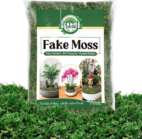 Halatool Fake Green Moss for Plants Indoor Pot Filler, 10OZ Dried Artificial Faux Moss for Crafts, Fairy Garden Terrarium Arts Micro-Landscape DIY Project Table Centerpieces Wedding Christmas Decor in Kuwait