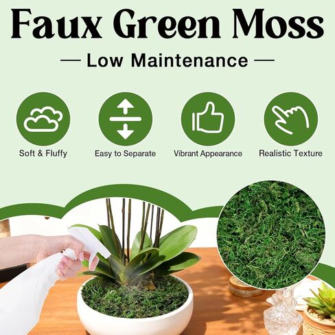 Halatool Fake Green Moss for Plants Indoor Pot Filler, 10OZ Dried Artificial Faux Moss for Crafts, Fairy Garden Terrarium Arts Micro-Landscape DIY Project Table Centerpieces Wedding Christmas Decor in Kuwait