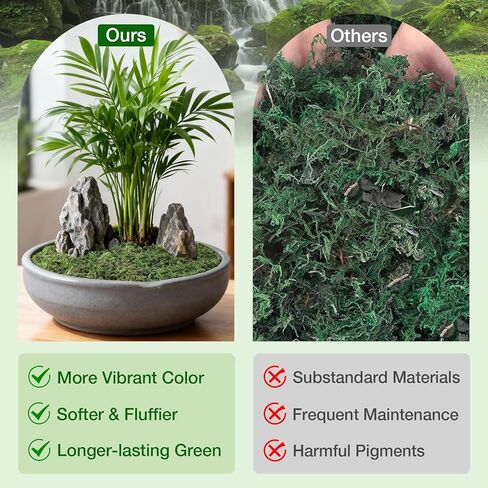 Halatool Fake Green Moss for Plants Indoor Pot Filler, 10OZ Dried Artificial Faux Moss for Crafts, Fairy Garden Terrarium Arts Micro-Landscape DIY Project Table Centerpieces Wedding Christmas Decor in Kuwait