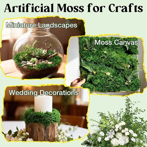 Halatool Fake Green Moss for Plants Indoor Pot Filler, 10OZ Dried Artificial Faux Moss for Crafts, Fairy Garden Terrarium Arts Micro-Landscape DIY Project Table Centerpieces Wedding Christmas Decor in Kuwait