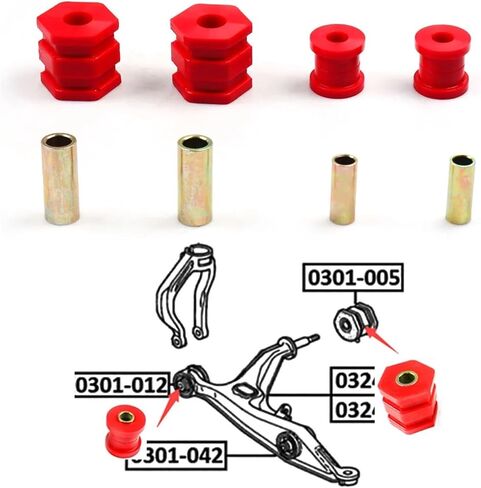 طقم جلبة ذراع التحكم الأمامي السفلي من البولي يوريثين مناسب لقطع غيار السيارات Civic EK 96-00 BX102163 in Kuwait