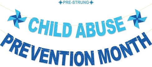 لافتة شهر لمنع إساءة معاملة الأطفال - لا توجد زخارف للتوعية بإساءة معاملة الأطفال من أجل لوازم الحفلات، دواليب زرقاء لامعة للديكور in Kuwait