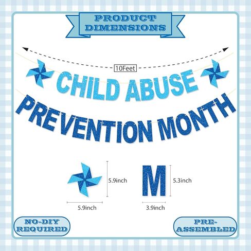 لافتة شهر لمنع إساءة معاملة الأطفال - لا توجد زخارف للتوعية بإساءة معاملة الأطفال من أجل لوازم الحفلات، دواليب زرقاء لامعة للديكور in Kuwait