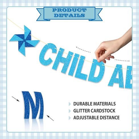 لافتة شهر لمنع إساءة معاملة الأطفال - لا توجد زخارف للتوعية بإساءة معاملة الأطفال من أجل لوازم الحفلات، دواليب زرقاء لامعة للديكور in Kuwait
