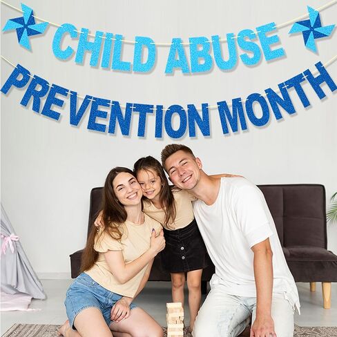لافتة شهر لمنع إساءة معاملة الأطفال - لا توجد زخارف للتوعية بإساءة معاملة الأطفال من أجل لوازم الحفلات، دواليب زرقاء لامعة للديكور in Kuwait