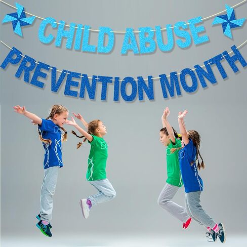 لافتة شهر لمنع إساءة معاملة الأطفال - لا توجد زخارف للتوعية بإساءة معاملة الأطفال من أجل لوازم الحفلات، دواليب زرقاء لامعة للديكور in Kuwait