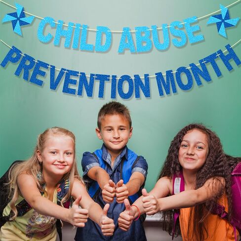 لافتة شهر لمنع إساءة معاملة الأطفال - لا توجد زخارف للتوعية بإساءة معاملة الأطفال من أجل لوازم الحفلات، دواليب زرقاء لامعة للديكور in Kuwait