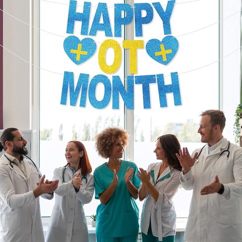 لافتة شهر OT السعيدة - لا توجد ديكورات لشهر العلاج المهني بنفسك، لوازم حفلات تقدير OT لهدايا شهر OT in Kuwait