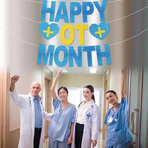 لافتة شهر OT السعيدة - لا توجد ديكورات لشهر العلاج المهني بنفسك، لوازم حفلات تقدير OT لهدايا شهر OT in Kuwait