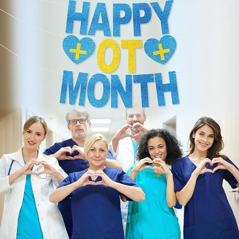 لافتة شهر OT السعيدة - لا توجد ديكورات لشهر العلاج المهني بنفسك، لوازم حفلات تقدير OT لهدايا شهر OT in Kuwait