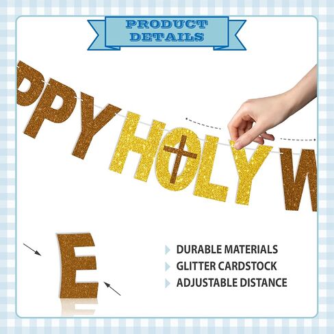 لافتة Happy Holy Week - لا توجد زخارف للأسبوع المقدس DIY من أجل لوازم حفلات الصوم الكبير لديكور عيد الفصح الكاثوليكي in Kuwait