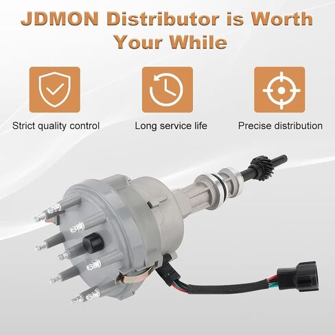 موزع الإشعال JDMON مع غطاء واستبدال الدوار لـ 30-2890 84-2890 F2TE12127AA F2TE12127BA DST2890 متوافق مع Ford Bronco F-150V E-150 Econoline V8 5.0L 1992-1996 in Saudi Arabia