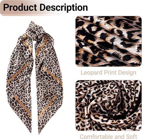 35" Large Square Satin Head Scarf - Fashion Leopard Print Satin Scarves Silk Feel Head Wrap for Women in Saudi Arabia