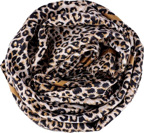 35" Large Square Satin Head Scarf - Fashion Leopard Print Satin Scarves Silk Feel Head Wrap for Women in Saudi Arabia