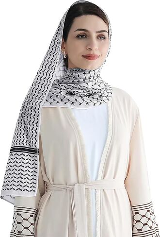 Women Printed Keffiyeh Arab Muslim Hijab Islamic Long Scarf Palestine Dubai Turkey Shawl Head Wrap in Saudi Arabia