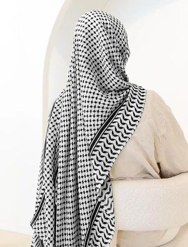 Women Printed Keffiyeh Arab Muslim Hijab Islamic Long Scarf Palestine Dubai Turkey Shawl Head Wrap in Saudi Arabia