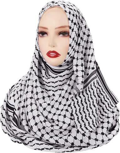Women Printed Keffiyeh Arab Muslim Hijab Islamic Long Scarf Palestine Dubai Turkey Shawl Head Wrap in Saudi Arabia