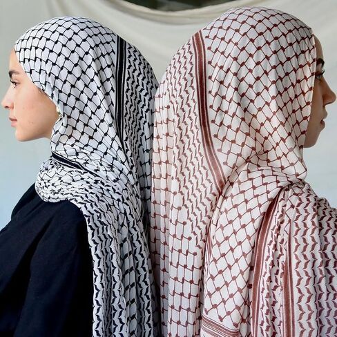 Women Printed Keffiyeh Arab Muslim Hijab Islamic Long Scarf Palestine Dubai Turkey Shawl Head Wrap in Saudi Arabia
