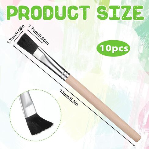 TIESOME 10Pcs 3/5 Inch Flat Paint Brushes, Small Wood Handle Paint Brush Acrylic Painting Craft Accessories for Detail Watercolor, Oil, Acrylic, Wood Painting in Saudi Arabia