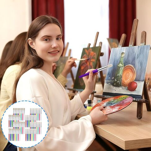 64 Pcs Paint Brushes, Colorful Round and Flat Paint Brushes, Round/Flat Large Painting Brush, Washable, Easy Clean and Hold, for Beginners, Enthusiasts, Acrylic Oil Watercolor Gouache in Saudi Arabia