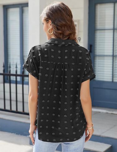 Womens Tops Dressy Casual Casual Womens Shirts Casual Collared Womens Blouse Womens Short Sleeve Blouses Womens Blouses Dressy Casual Women Blouses Casual T Shirts for Women Black Large in Kuwait
