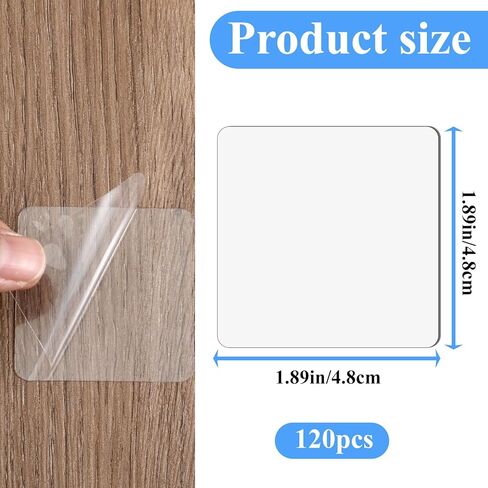 120 Pcs Double Sided Tape Squares, Clear Double Sided Adhesive Pads 1.8" Heavy Duty Mounting Tapes for Metals Papers Door Glass Wood Wall Hanging Carpet Fixing in Saudi Arabia