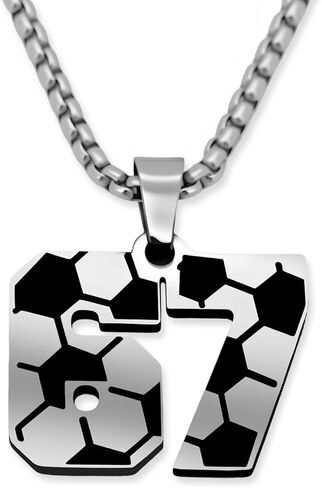 OFlyDesigns 67 Meme Chain, Six Seven Necklace Chains for Boys Teens Man, Stainless Steel Soccer Baseball Team Number, Pendant Chunky Chain Sport Necklace, Athletic Gifts in Kuwait