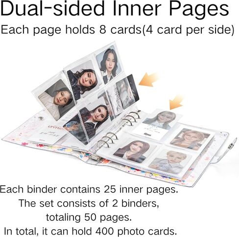 Coloch 2 Pack Kpop A5 Photocard Binder مع 400 جيب، ألبوم حامل بطاقات الصور الشفاف ذو 6 حلقات مع 50 حافظة بطاقات مزدوجة الجوانب من PVC لبطاقات الصور الفوتوغرافية، هدية in Saudi Arabia