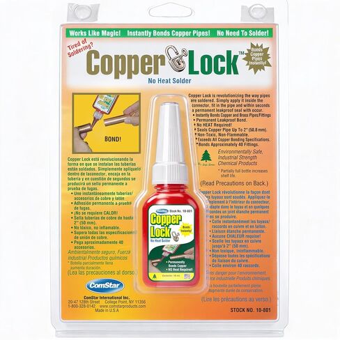 ComStar Copper Lock, No Heat Solder for Copper & Brass Pipes, Create A Permanent Leak-Proof Bond Instantly, Made in USA, 2 Ounces (10-800) in Kuwait