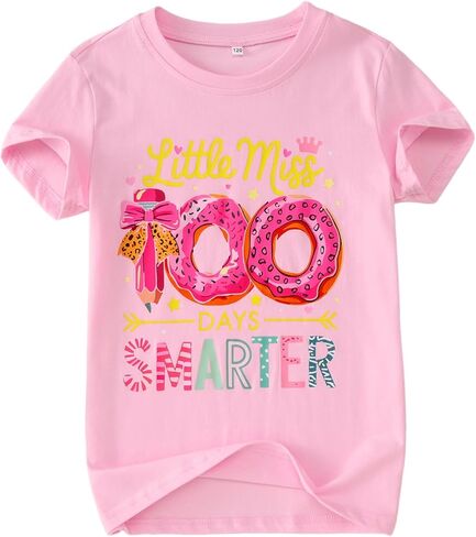 قمصان KEKEMI للأطفال الصغار البنات 100 يوم من المدرسة تي شيرت Little Miss 100 يوم أكثر ذكاءً تي شيرت احتفال الطلاب تي شيرت ملابس من 3 إلى 9 سنوات in Kuwait