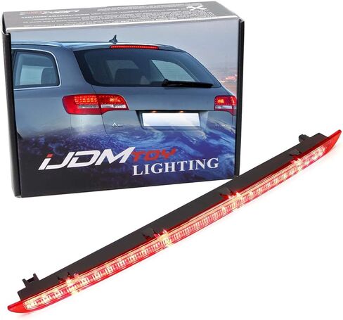 iJDMTOY OEM-Spec عدسة حمراء كاملة LED للزجاج الأمامي الخلفي عالي التركيب شريط ضوء الفرامل الثالث متوافق مع طراز 2005-2011 Audi A6 Avant Wagon in Saudi Arabia