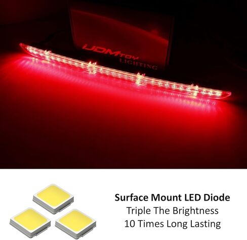 iJDMTOY OEM-Spec عدسة حمراء كاملة LED للزجاج الأمامي الخلفي عالي التركيب شريط ضوء الفرامل الثالث متوافق مع طراز 2005-2011 Audi A6 Avant Wagon in Saudi Arabia