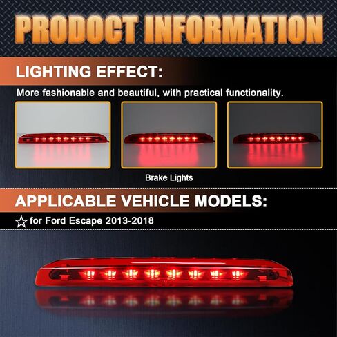 استبدال ضوء الفرامل الثالث LED بالكامل لسيارة Ford Escape 2013-2018، مجموعة العدسات الحمراء لمصباح إيقاف التثبيت العالي في مركز السقف، استبدال OEM CJ5Z-13A613-B in Saudi Arabia