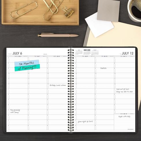 AT-A-GLANCE Planner 2026-2027 Weekly Academic 14-Month July-August, Quarter-Hourly Appointment Book, 8-1/4" x 11", Black (7095705) in Saudi Arabia