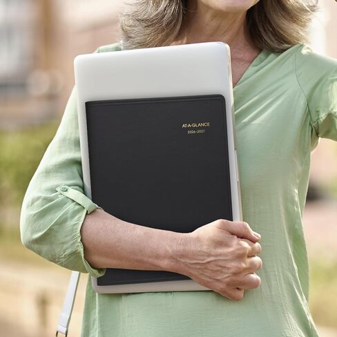 AT-A-GLANCE Planner 2026-2027 Weekly Academic 14-Month July-August, Quarter-Hourly Appointment Book, 8-1/4" x 11", Black (7095705) in Saudi Arabia