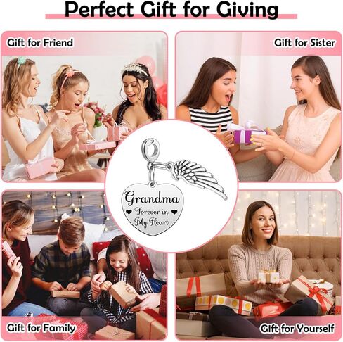 Heigebi Sympathy Gift for Loss of Grandma Memorial Jewelry Dangle Charm for Bracelet Necklace Cremation Jewelry for Ashes Stainless Steel Heart Remembrance Keepsake for Loss of Grandmother in Saudi Arabia