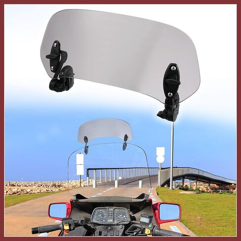 28.5cm Motorcycle Windshield Motorcycle Wind Deflector Grey Lens Adjustable Clip Windshield Extension Universal Fit for Most Motorcycle Scooter Replace Parts in Saudi Arabia