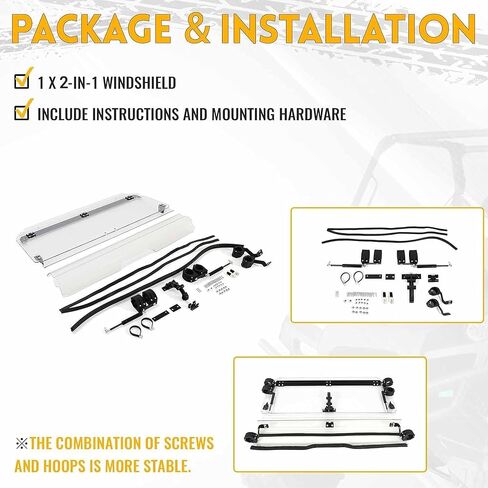 KUAFU 2-IN-1 Front Windshield Compatible with 2019+ Honda Talon 1000X / 1000R 2020+ Honda Talon 1000X-4 Flip Scratch Resistant Windscreen Clear in Saudi Arabia