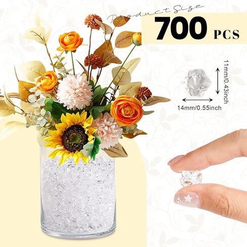 مكعبات ثلج وهمية، 700 قطعة من الصخور الشفافة للمزهريات، ألماسات بلاستيكية مقاس 11 * 14 مم، حشوات مزهرية مكعبات ثلج بلاستيكية للقطع المركزية in Kuwait