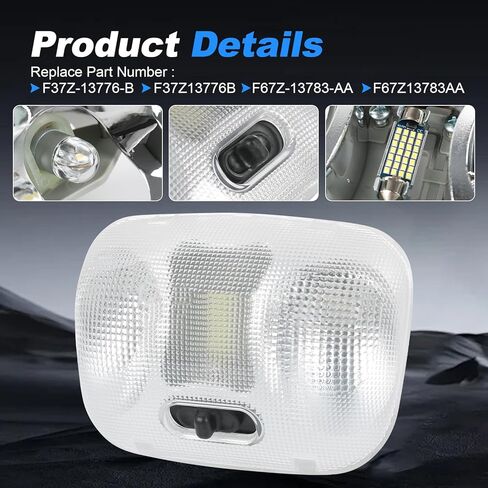 F37Z-13776-B مجموعة مصابيح خريطة LED مع غطاء متوافق مع 1993-2004 Ford Ranger، سقف الكابينة الداخلي العلوي وسقف السقف العلوي وقبة القراءة يحل محل F67Z-13783-AA F67Z13783AA in Kuwait
