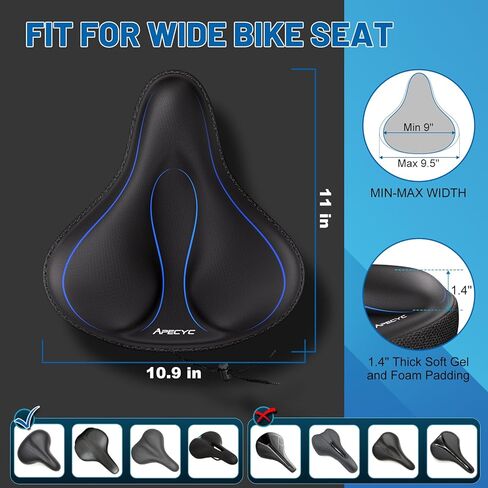 Bike Seat Cushion Gel Padded Bicycle Seat Cushion Exercise Bike Seat Cover for Men Women Extra Soft Padding Bicycle Saddle Cushion Fit for Spin/Stationary/Mountain Bike in Kuwait
