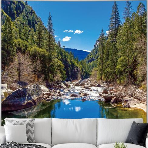 avinyl الطبيعة الغابات نسيج الجدار لغرفة النوم، ذات المناظر الطبيعية الخلابة شجرة الصنوبر الخضراء جبل جدار جدارية المفروشات للرجال، السماء المناظر الطبيعية نسيج خلفية لغرفة المعيشة النوم مكتب ديكور المنزل 51in × 60in in Kuwait