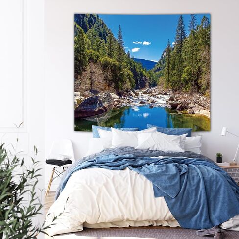 avinyl الطبيعة الغابات نسيج الجدار لغرفة النوم، ذات المناظر الطبيعية الخلابة شجرة الصنوبر الخضراء جبل جدار جدارية المفروشات للرجال، السماء المناظر الطبيعية نسيج خلفية لغرفة المعيشة النوم مكتب ديكور المنزل 51in × 60in in Kuwait