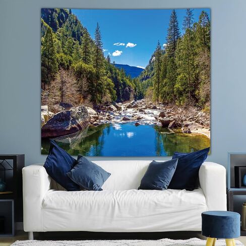 avinyl الطبيعة الغابات نسيج الجدار لغرفة النوم، ذات المناظر الطبيعية الخلابة شجرة الصنوبر الخضراء جبل جدار جدارية المفروشات للرجال، السماء المناظر الطبيعية نسيج خلفية لغرفة المعيشة النوم مكتب ديكور المنزل 51in × 60in in Kuwait