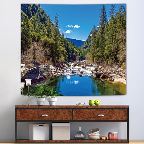 avinyl الطبيعة الغابات نسيج الجدار لغرفة النوم، ذات المناظر الطبيعية الخلابة شجرة الصنوبر الخضراء جبل جدار جدارية المفروشات للرجال، السماء المناظر الطبيعية نسيج خلفية لغرفة المعيشة النوم مكتب ديكور المنزل 51in × 60in in Kuwait