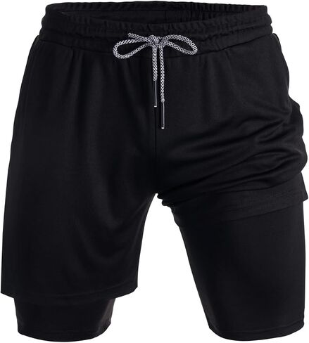 Blank Men's 2-in-1 Performance Shorts，Novelty Designed Workout Shorts with Pockets, Lightweight Gym Wear for Training in Saudi Arabia