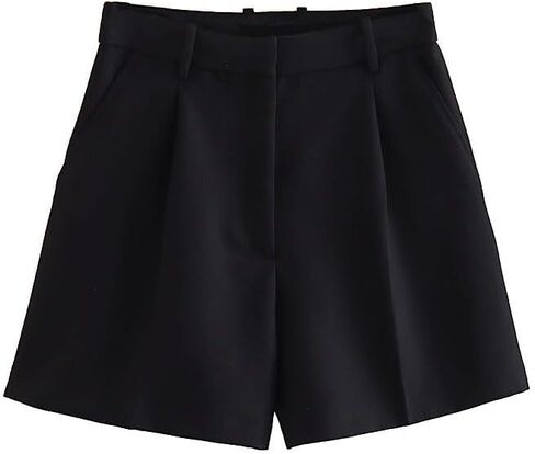 Womens Shorts Dressy High Waisted Wide Leg Tailored Shorts Pleated Business Casual Work Trouser Shorts Without Belts in Saudi Arabia